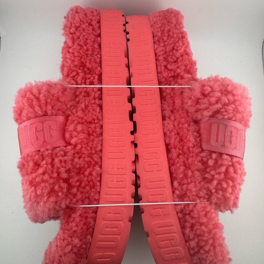 UGG Coral Pink Fluff Slides - Picture 3 of 7